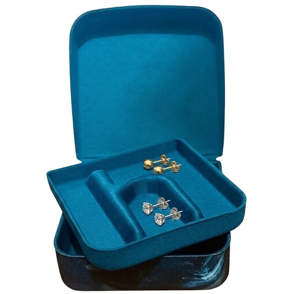 Havaianas Jewelry Case Blue Marbled Rubber Travel Organizer Storage Jewelry Box